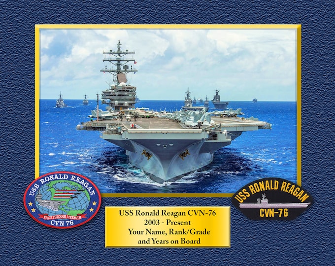 USS Ronald Reagan CVN-76 Custom Personalized 8.5X11, 11X14 or16 X 20 Print on Pro. Paper or Canvas US Navy Ships Unique Gift Idea Gift