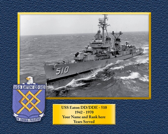 USS Eaton DD/DDE510 Custom Personalized 8.5 X 11 Print of US Navy Ships Unique Gift Idea for any Occasions