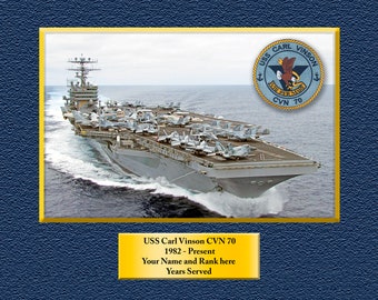 USS Carl Vinson CVN-70 - Impresión personalizada (21,5 x 28 cm, 28 x 35 cm o 40,6 x 50,8 cm) en papel o lienzo profesional. Idea de regalo única para ocasiones especiales.