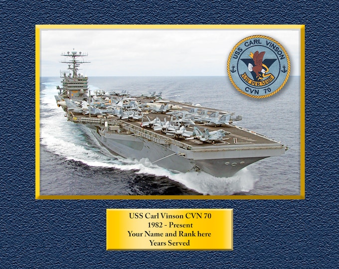 USS Carl Vinson CVN-70 Custom Personalized 8.5X11, 11X14 or16 X 20 Print on Pro. Paper or Canvas US Navy Ships Unique Gift Idea Occasions