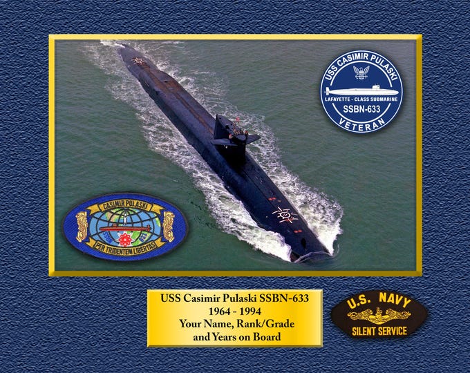 USS Casimir Pulaski SSBN-633 Custom Personalized 8.5 X 11 Print of US Navy Ships Unique Gift Idea for any Occasions