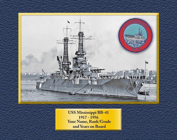 USS Mississippi BB-41 Custom Personalized 8.5 X 11 Print of US Navy Ships Unique Gift Idea for any Occasions