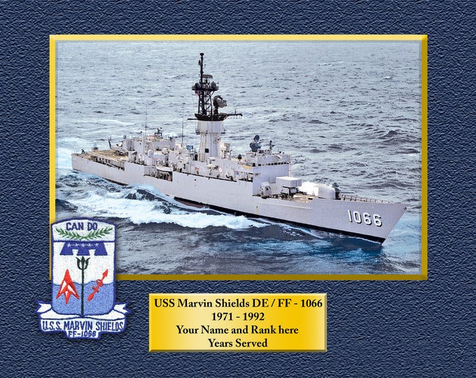 USS Marvin Shields DE/FF1066 Custom Personalized 8.5 X 11 Print of US Navy Ships Unique Gift Idea for any Occasions
