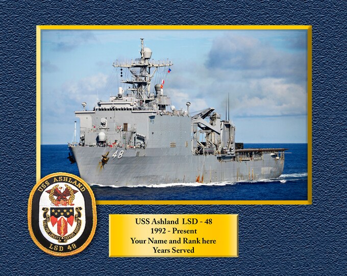 USS ASHLAND LSD48 Custom Personalized 8.5 X 11 Print of US Navy Ships Unique Gift Idea for any Occasions