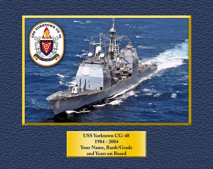 USS YORKTOWN CG48 Custom Personalized 8.5 X 11 Print of US Navy Ships Unique Gift Idea for any Occasions