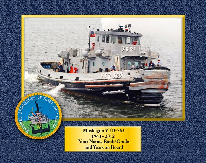 Muskegon YTB-763 Custom Personalized 8.5X11, 11X14 or16 X 20 Print on Pro. Paper or Canvas US Navy Ships Unique Gift Idea for any Occasions