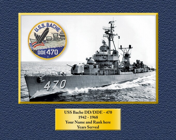 USS Bache DD-DDE470 Custom Personalized 8.5 X 11 Print of US Navy Ships Unique Gift Idea for any Occasions