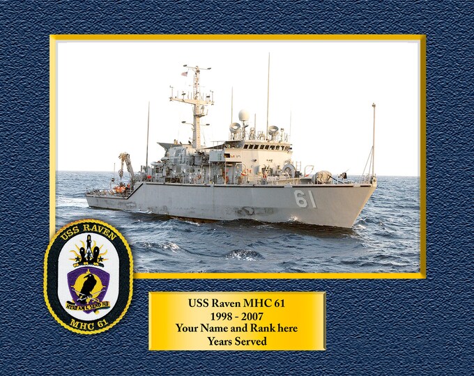 USS Raven MHC-61 Custom Personalized 8.5 X 11 Print of US Navy Ships Unique Gift Idea for any Occasions