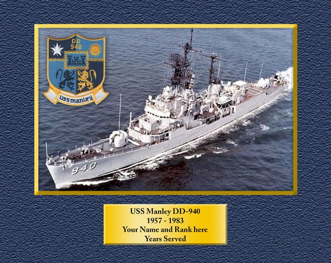 USS Manley DD-940 Custom Personalized 8.5 X 11 Print of US Navy Ships Unique Gift Idea for any Occasions