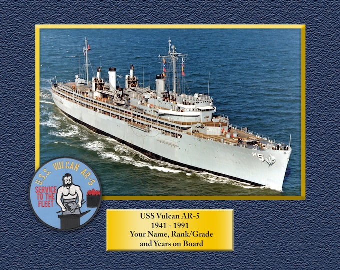 USS VULCAN AR5 Custom Personalized 8.5 X 11 Print of US Navy Ships Unique Gift Idea for any Occasions