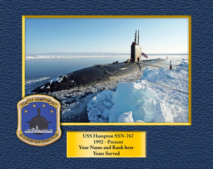 USS Hampton SSN 767 Custom Personalized 8.5 X 11 Print of US Navy Ships Unique Gift Idea for any Occasions