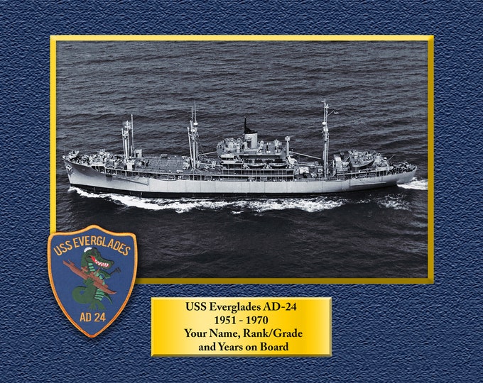 USS Everglades AD-24 Custom Personalized 8.5 X 11 Print of US Navy Ships Unique Gift Idea for any Occasions