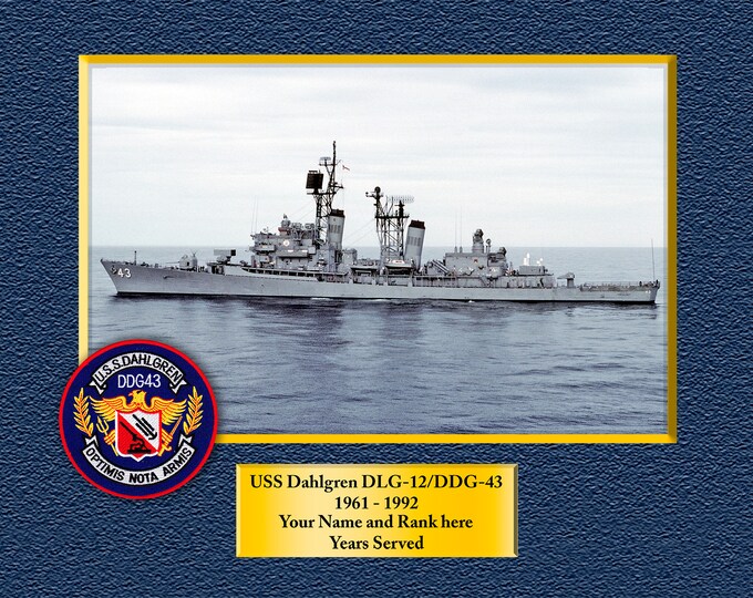 USS Dahlgren DLG-12-dDG-43 Custom Personalized 8.5 X 11 Print of US Navy Ships Unique Gift Idea for any Occasions