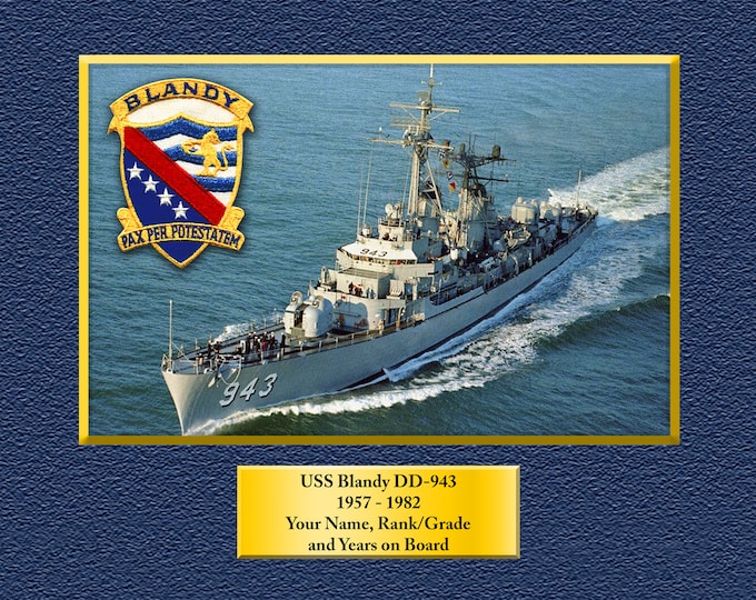 USS Blandy DD943 Custom Personalized 8.5 X 11 Print of US Navy Ships Unique Gift Idea for any Occasions