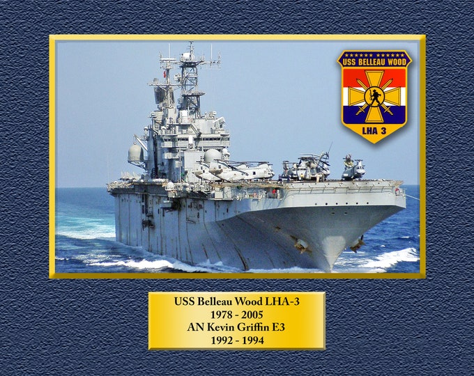 USS Belleau Wood LHA-3 Custom Personalized 8.5X11 or 11X14 Print on Pro. Paper or Canvas US Navy Ships Unique Gift Idea for any Occasions