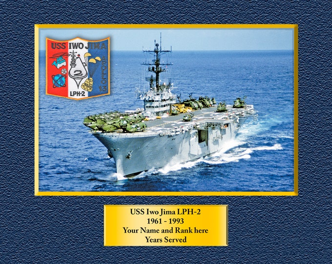 USS Iwo Jima LPH-2 Custom Personalized 8.5 X 11 Print of US Navy Ships Unique Gift Idea for any Occasions