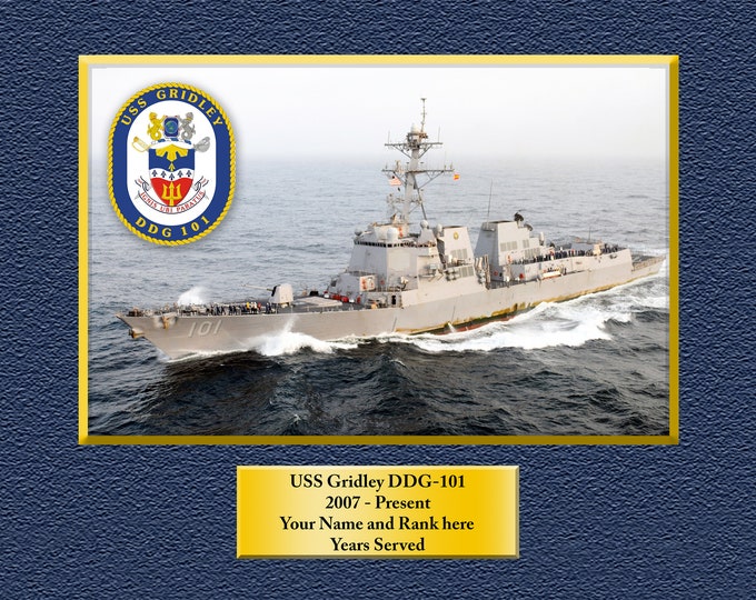 USS Gridley DDG-101 Custom Personalized 8.5 X 11 Print of US Navy Ships Unique Gift Idea for any Occasions