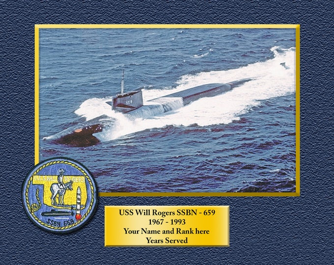 USS Will Rogers SSBN659 Custom Personalized 8.5 X 11 Print of US Navy Ships Unique Gift Idea for any Occasions