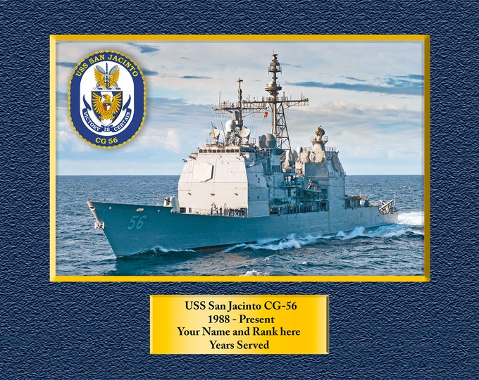USS San Jacinto CG-56 Custom Personalized 8.5 X 11 Print of US Navy Ships Unique Gift Idea for any Occasions