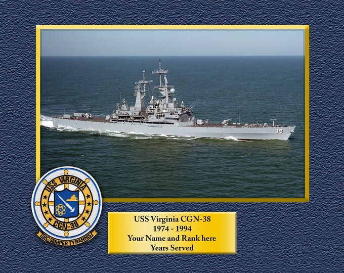 USS VIRGINIA CGN38 Custom Personalized 8.5 X 11 Print of US Navy Ships Unique Gift Idea for any Occasions