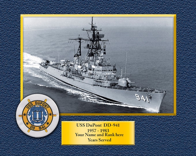 USS DuPONT DD941 Custom Personalized 8.5 X 11 Print of US Navy Ships Unique Gift Idea for any Occasions
