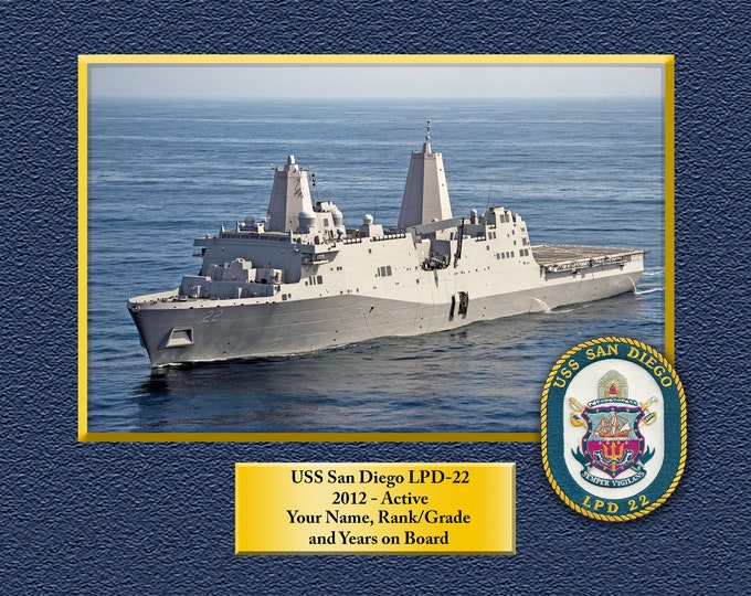 USS San Diego LPD-22 Custom Personalized 8.5 X 11 Print of US Navy Ships Unique Gift Idea for any Occasions