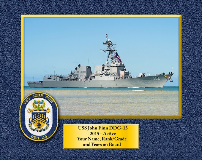 USS John Finn DDG-113 Custom Personalized 8.5 X 11 Print of US Navy Ships Unique Gift Idea for any Occasions