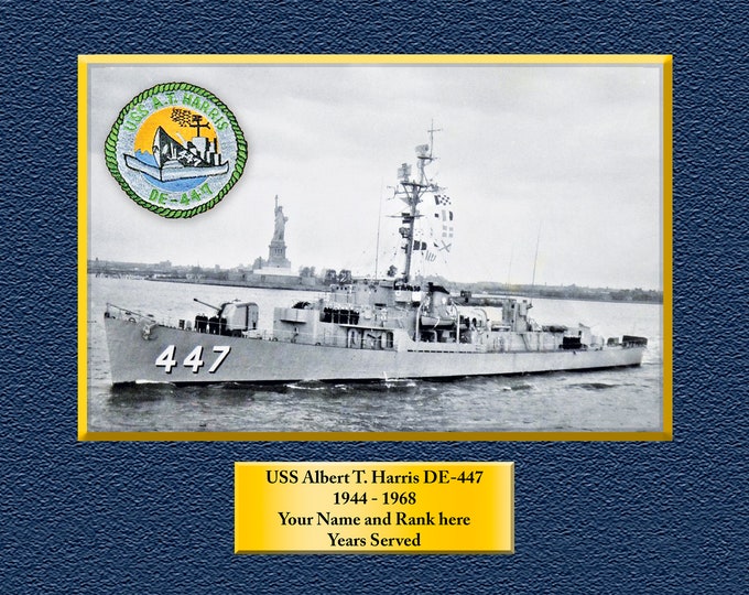 USS Albert T Harris DE447 Custom Personalized 8.5 X 11 Print of US Navy Ships Unique Gift Idea for any Occasions