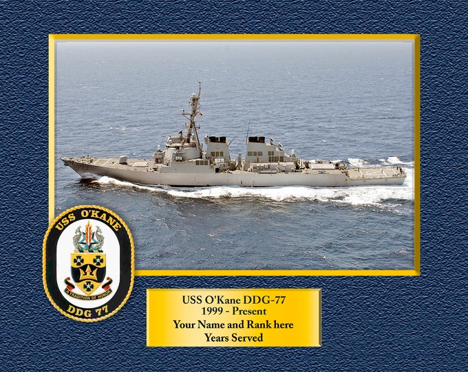 USS O'Kane DDG 77 Custom Personalized 8.5 X 11 Print of US Navy Ships Unique Gift Idea for any Occasions