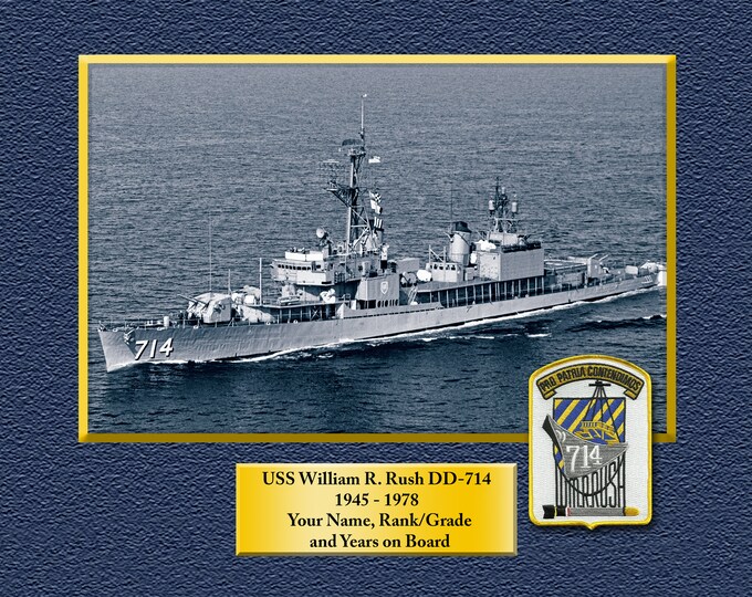 USS William R. Rush DD714 post fram Custom Personalized 8.5 X 11 Print of US Navy Ships Unique Gift Idea for any Occasions