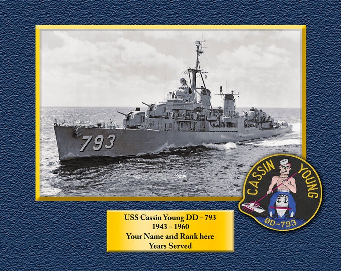 USS Cassin Young DD793 Custom Personalized 8.5 X 11 Print of US Navy Ships Unique Gift Idea for any Occasions