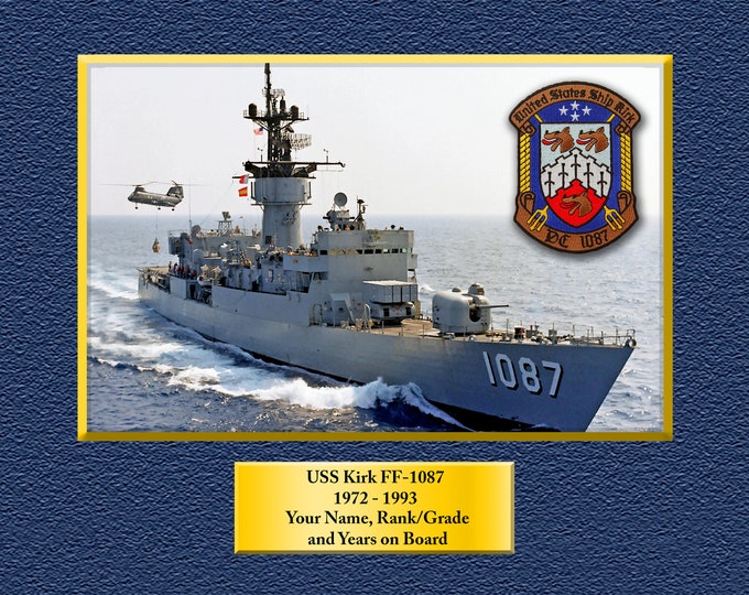 USS Kirk FF-1087 Custom Personalized 8.5 X 11 Print of US Navy Ships Unique Gift Idea for any Occasions