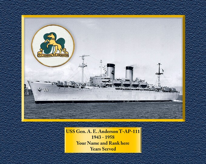 USS General A. E. Anderson T-AP-111 Custom Personalized 8.5 X 11 Print of US Navy Ships Unique Gift Idea for any Occasions