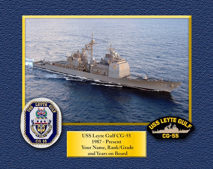 USS Leyte Gulf CG-55 Custom Personalized 8.5 X 11 Print of US Navy Ships Unique Gift Idea for any Occasions