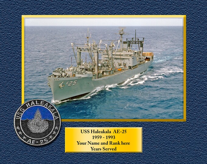 USS HALEAKALA AE25 Custom Personalized 8.5 X 11 Print of US Navy Ships Unique Gift Idea for any Occasions