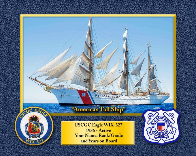 USCGC Eagle WIX-327  Custom Personalized 8.5 X 11 Print of US Navy Ships Unique Gift Idea for any Occasions