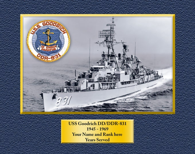 USS Goodrich DD/DDR831 Custom Personalized 8.5 X 11 Print of US Navy Ships Unique Gift Idea for any Occasions