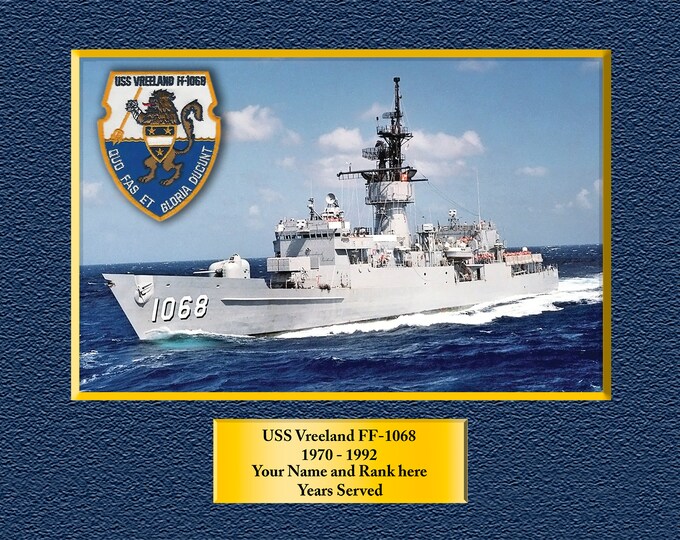 USS Vreeland FF-1068 Custom Personalized 8.5 X 11 Print of US Navy Ships Unique Gift Idea for any Occasions