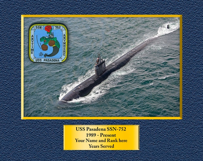 USS Pasadena SSN-752 Custom Personalized 8.5 X 11 Print of US Navy Ships Unique Gift Idea for any Occasions