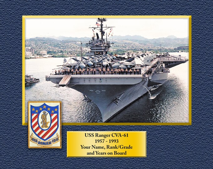 USS RANGER CVA61 Custom Personalized 8.5 X 11 Print of US Navy Ships Unique Gift Idea for any Occasions