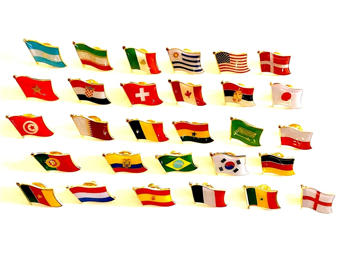 Women's World Cup 2023 Soccer Flags Pin Set 32 Flag Lapel Pins, One Pin for Each Team Competing