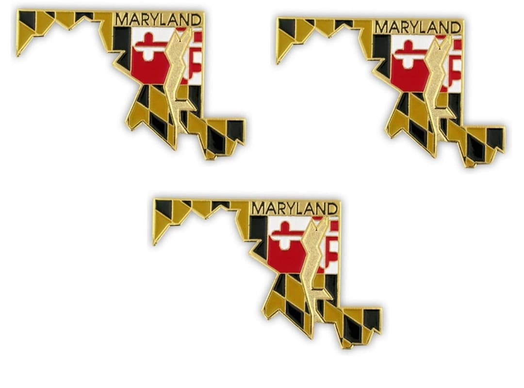 Pack of 3 Maryland State Map Flag Lapel Pin Badges; Three Patriotic ...