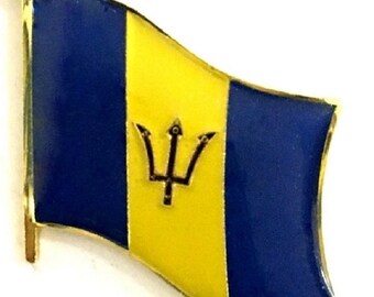 Pin Button Badge Ø38mm Drapeau Flag Echarpe Maillot Barbados Barbade BB 