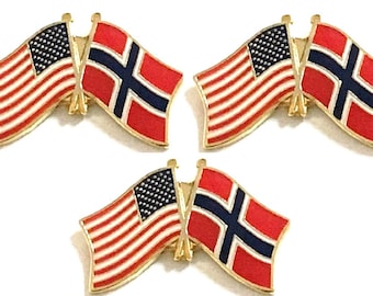 USA Norway Crossed Flag Lapel Pins, International Friendship Badges