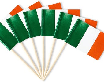 Ireland Flag Cupcake Toppers, Irish Party Decorations, 100 Pack