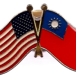 Pack of 3 Taiwan and USA Crossed Double Flag Lapel Pins, International Friendship Enamel Tie and Hat Badges