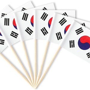 South Korea Flag Cupcake Toppers, Cocktail Picks - 100 Pack image 1