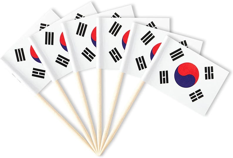 South Korea Flag Cupcake Toppers, Cocktail Picks - 100 Pack image 1