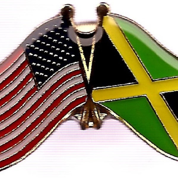 Pack of 3 Jamaica and USA Crossed Double Flag Lapel Pins, International Friendship Enamel Tie and Hat Badges