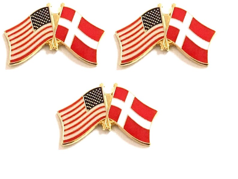 Denmark and USA Crossed Double Flag Lapel Pins, Pack of 3 Bild 1